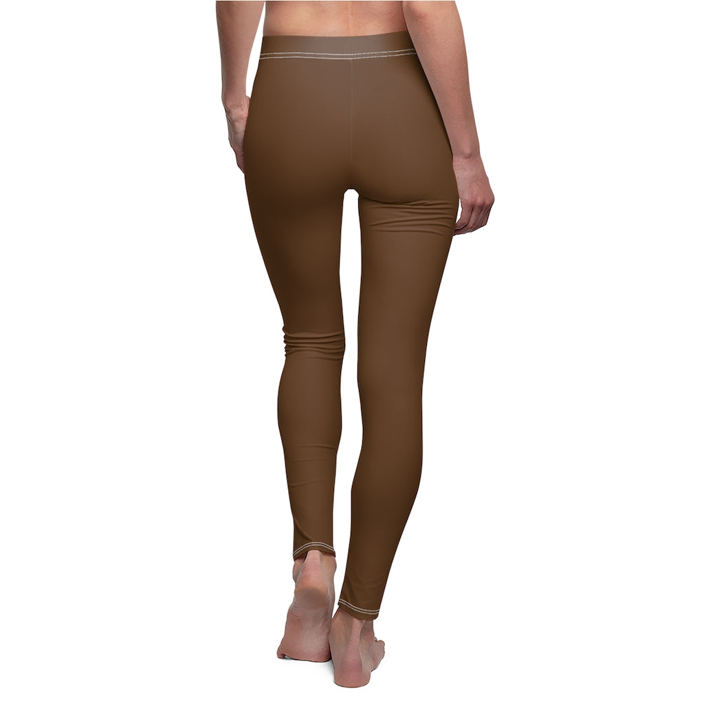 Women's Cut & Sew Casual Leggings Brown