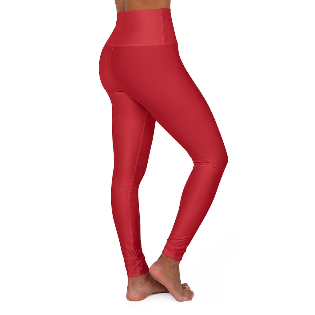 High Waisted Yoga Leggings Dark Red