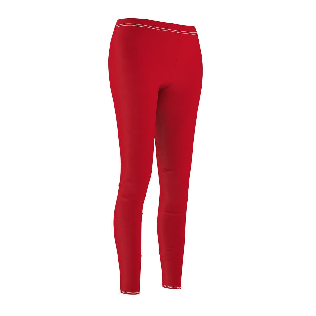 Women's Cut & Sew Casual Leggings Dark Red