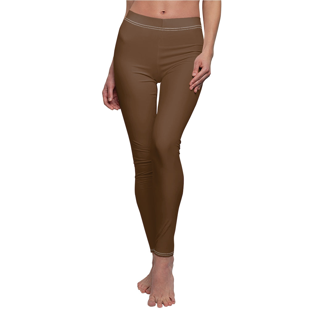 Women's Cut & Sew Casual Leggings Brown