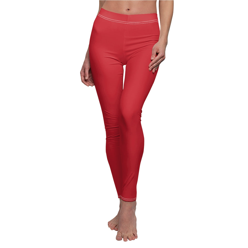 Women's Cut & Sew Casual Leggings Dark Red