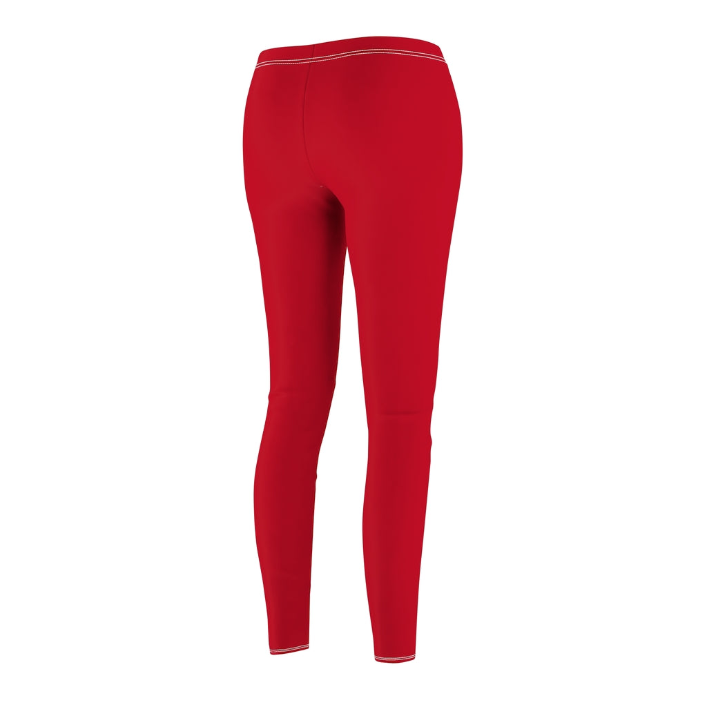 Women's Cut & Sew Casual Leggings Dark Red