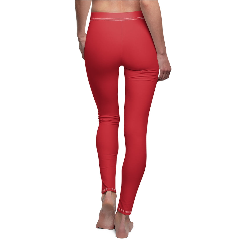 Women's Cut & Sew Casual Leggings Dark Red