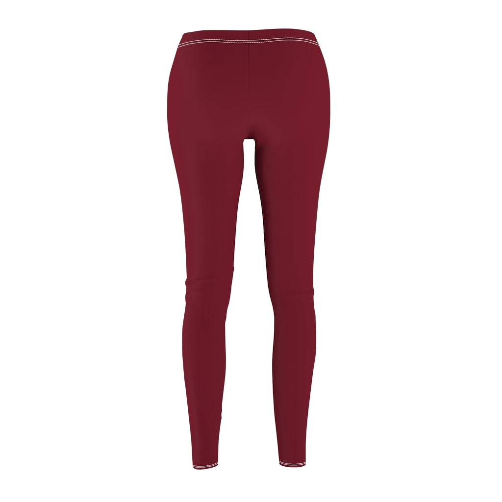 Women's Cut & Sew Casual Leggings Burgundy