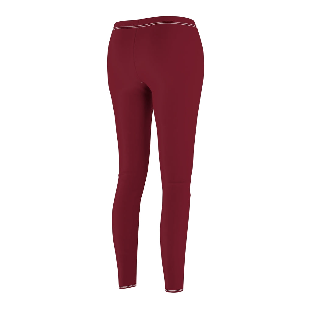 Women's Cut & Sew Casual Leggings Burgundy