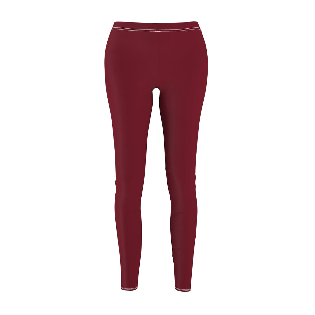 Women's Cut & Sew Casual Leggings Burgundy