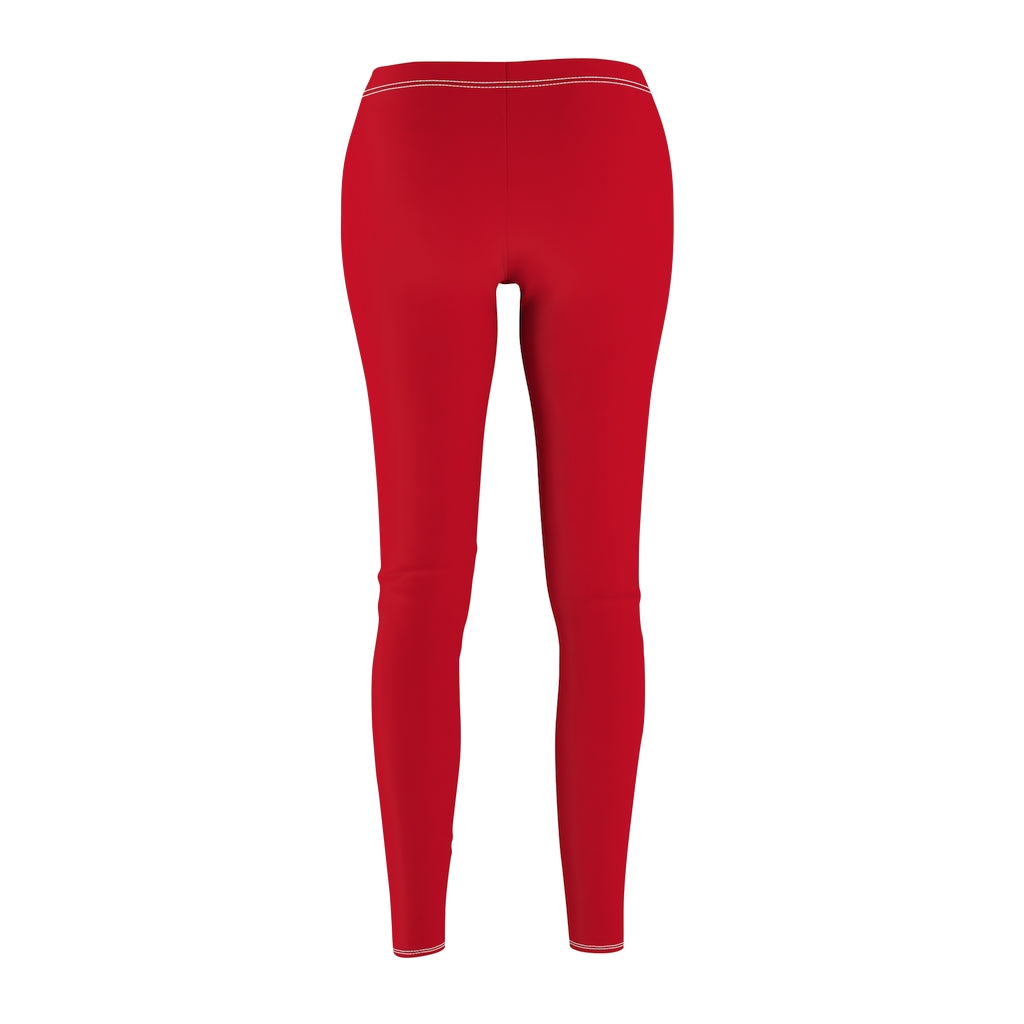 Women's Cut & Sew Casual Leggings Dark Red