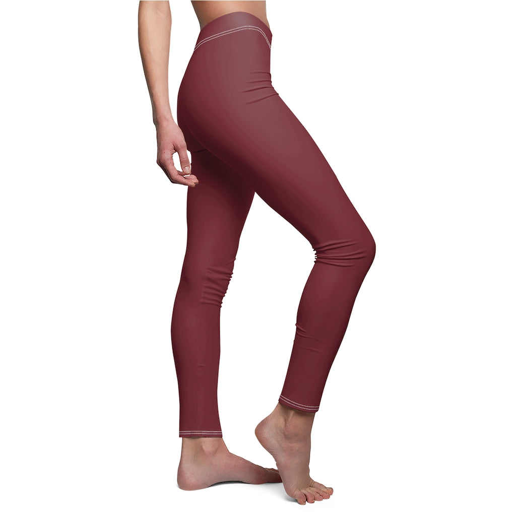 Women's Cut & Sew Casual Leggings Burgundy