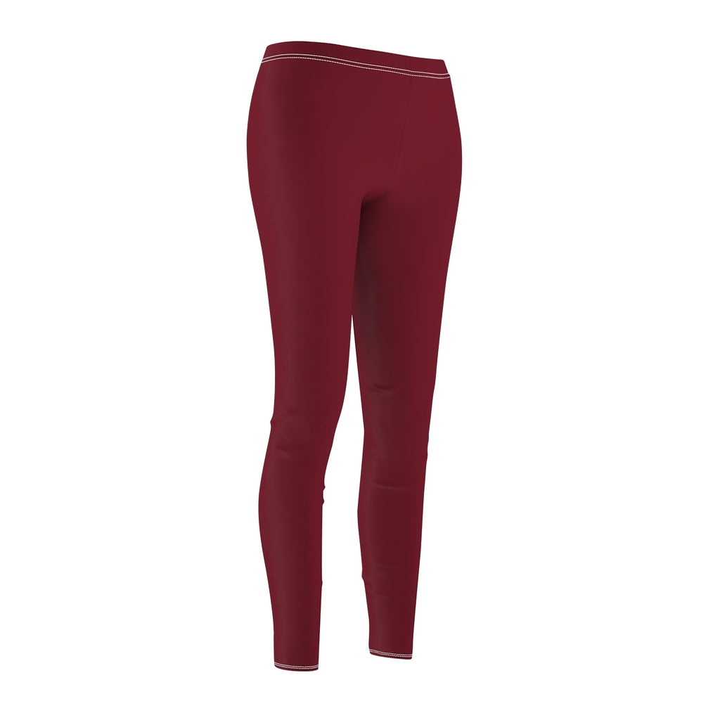 Women's Cut & Sew Casual Leggings Burgundy