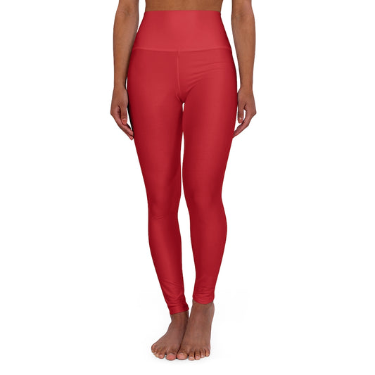 High Waisted Yoga Leggings Dark Red