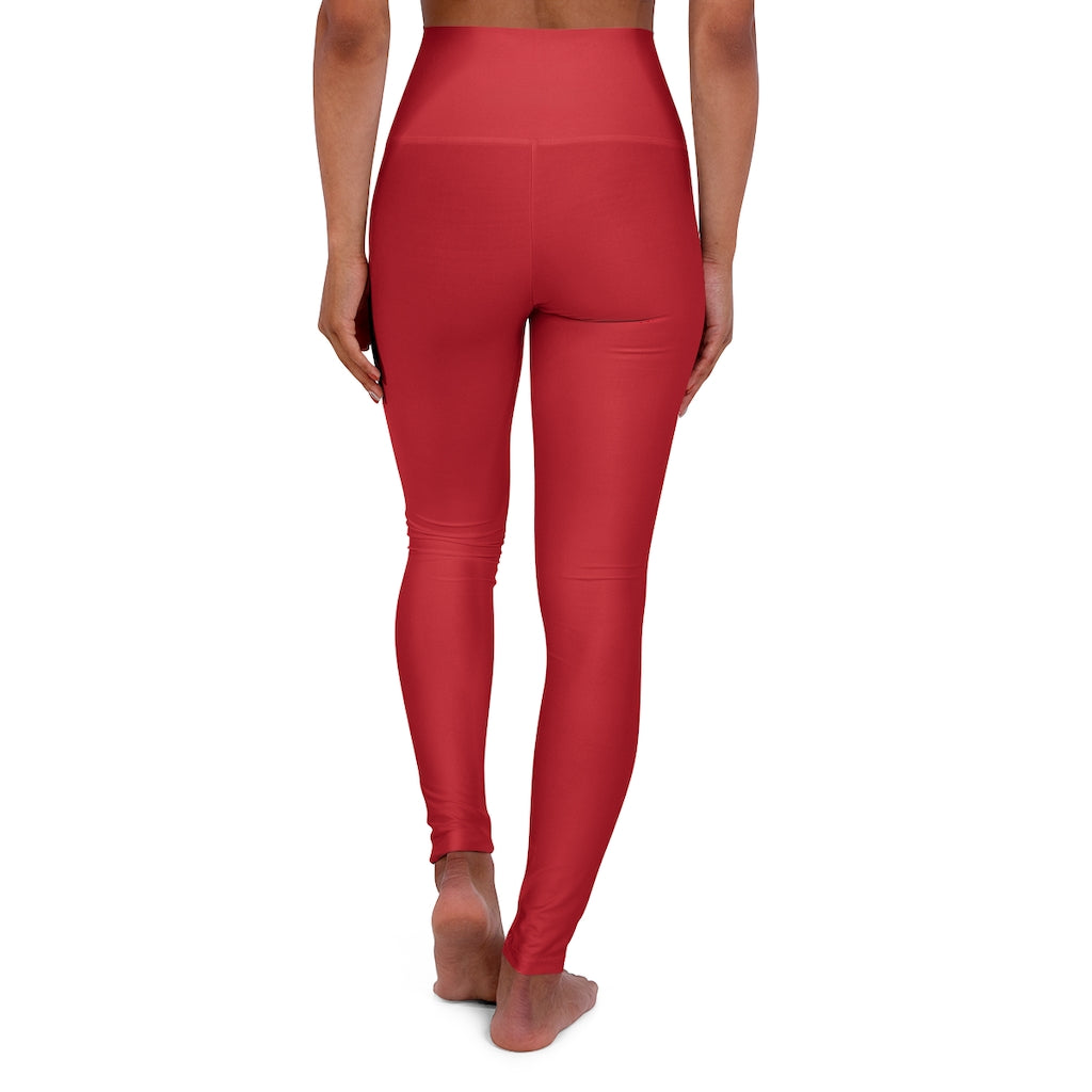 High Waisted Yoga Leggings Dark Red