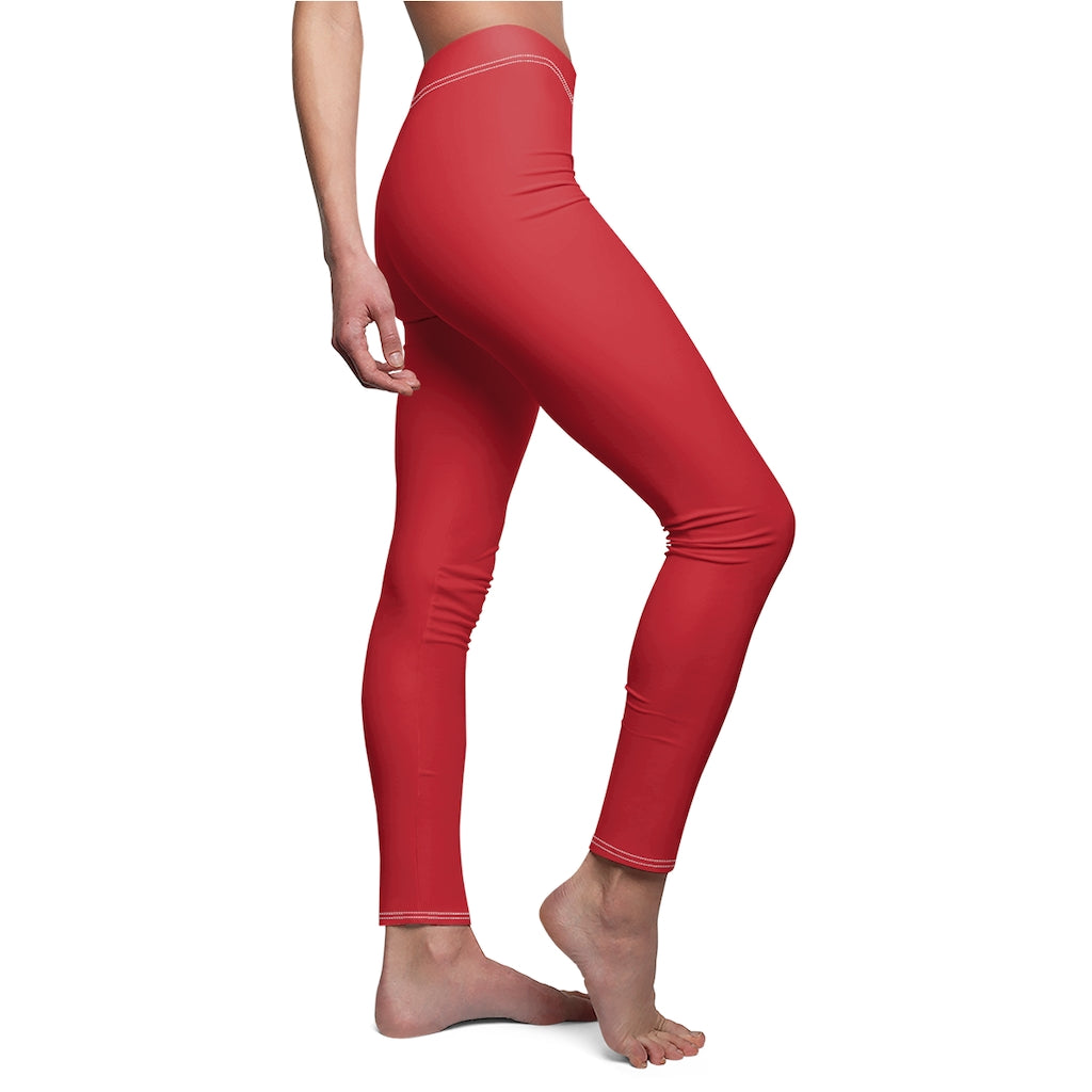 Women's Cut & Sew Casual Leggings Dark Red