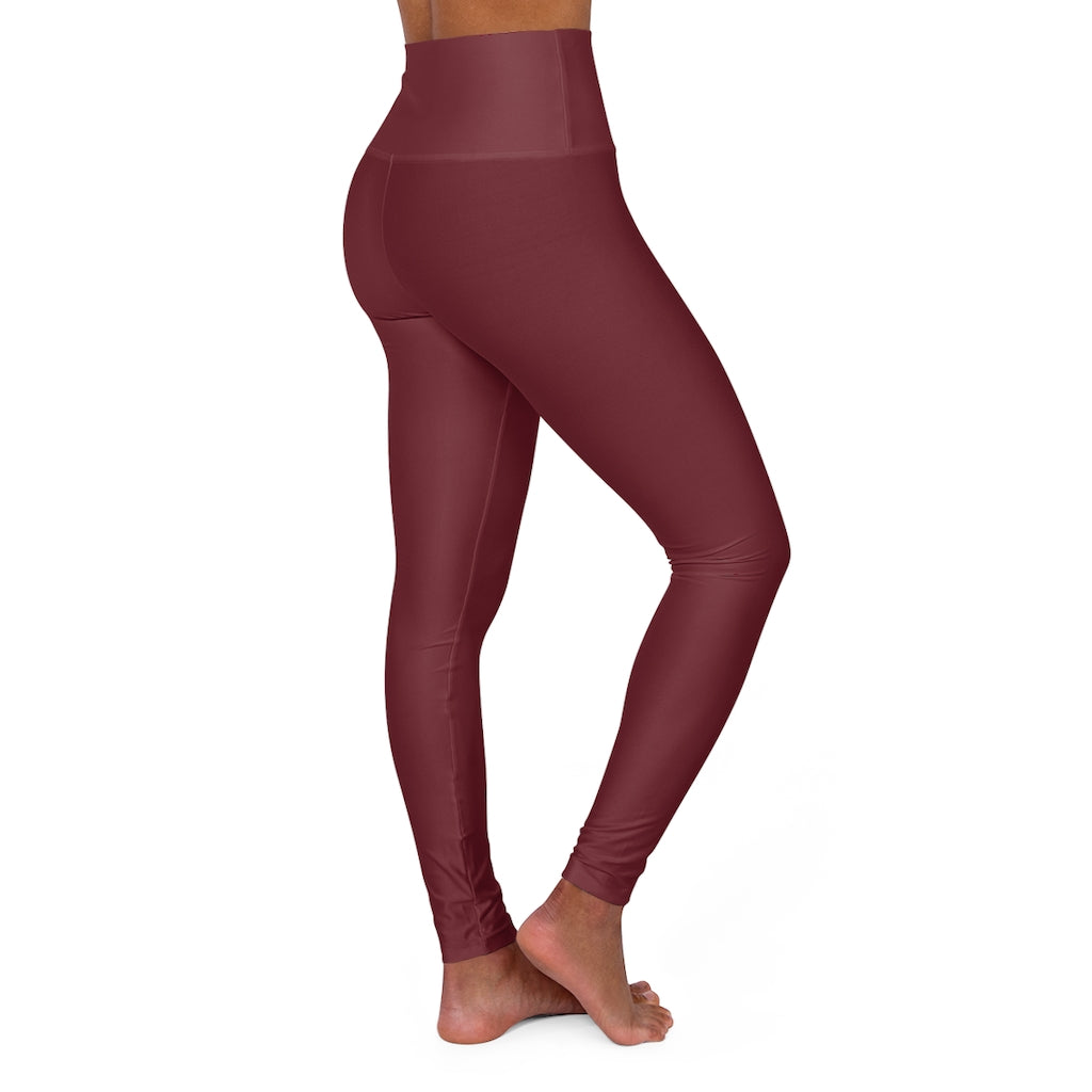 High Waisted Yoga Leggings Burgandy