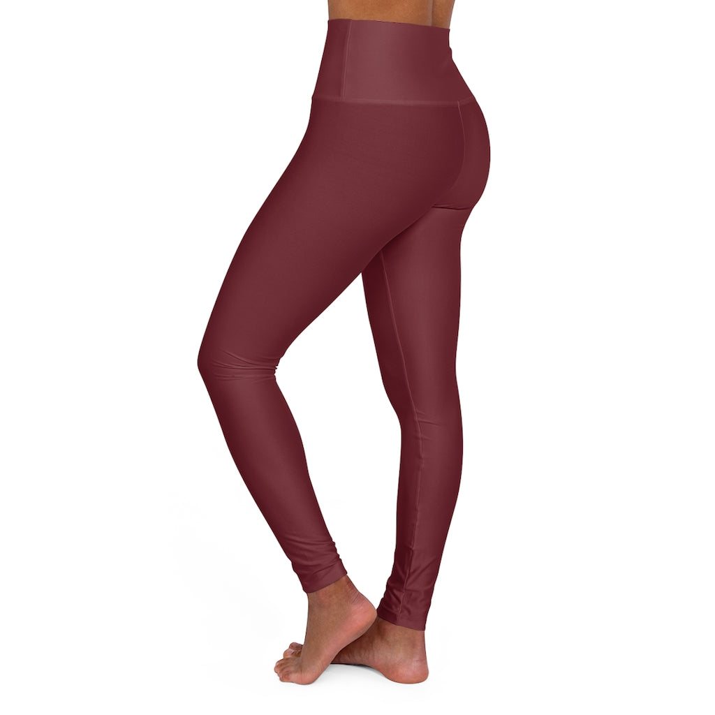 High Waisted Yoga Leggings Burgandy