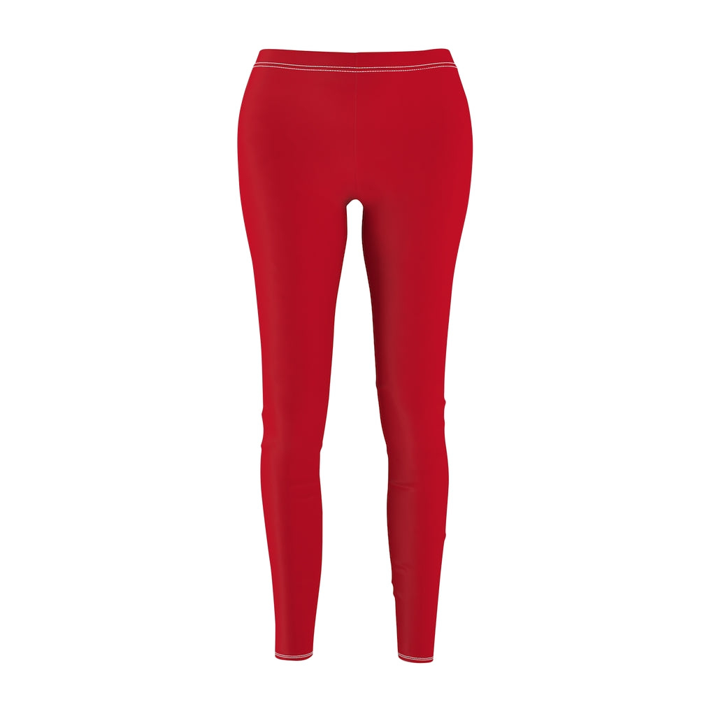 Women's Cut & Sew Casual Leggings Dark Red